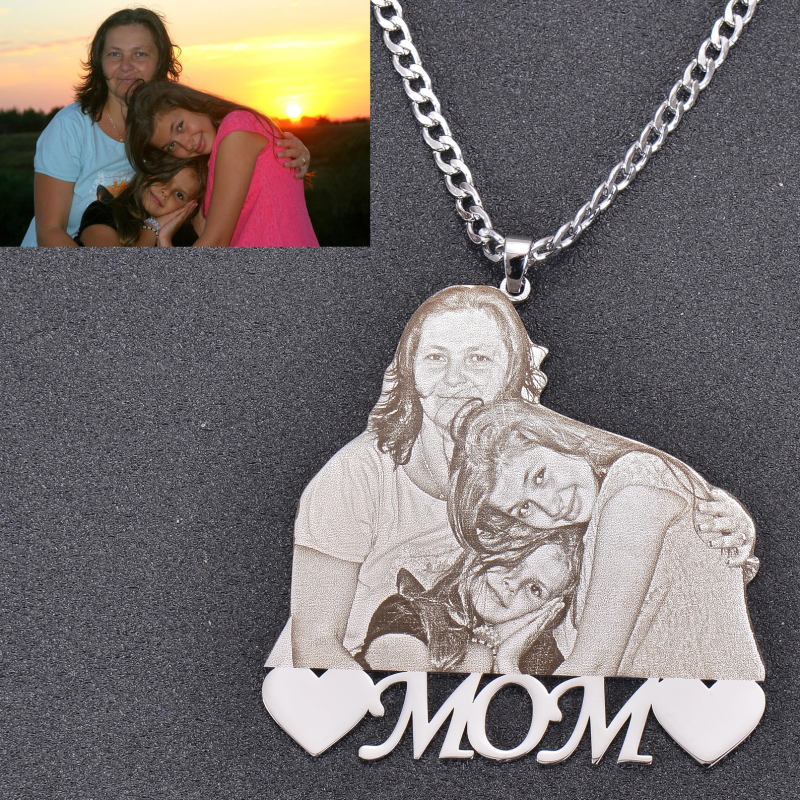 Custom photo name stainless steel pendant necklace - 图片 3