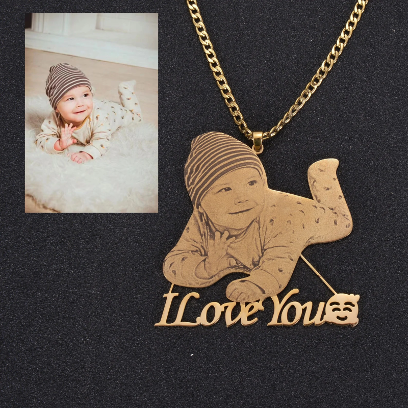 Custom photo name stainless steel pendant necklace - 图片 4