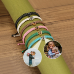 Customized photo heart-shaped bracelet with hand string