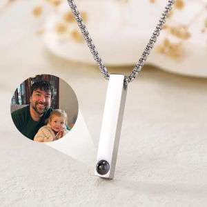 Custom Photo Cube Column Pendant  Projection Necklace