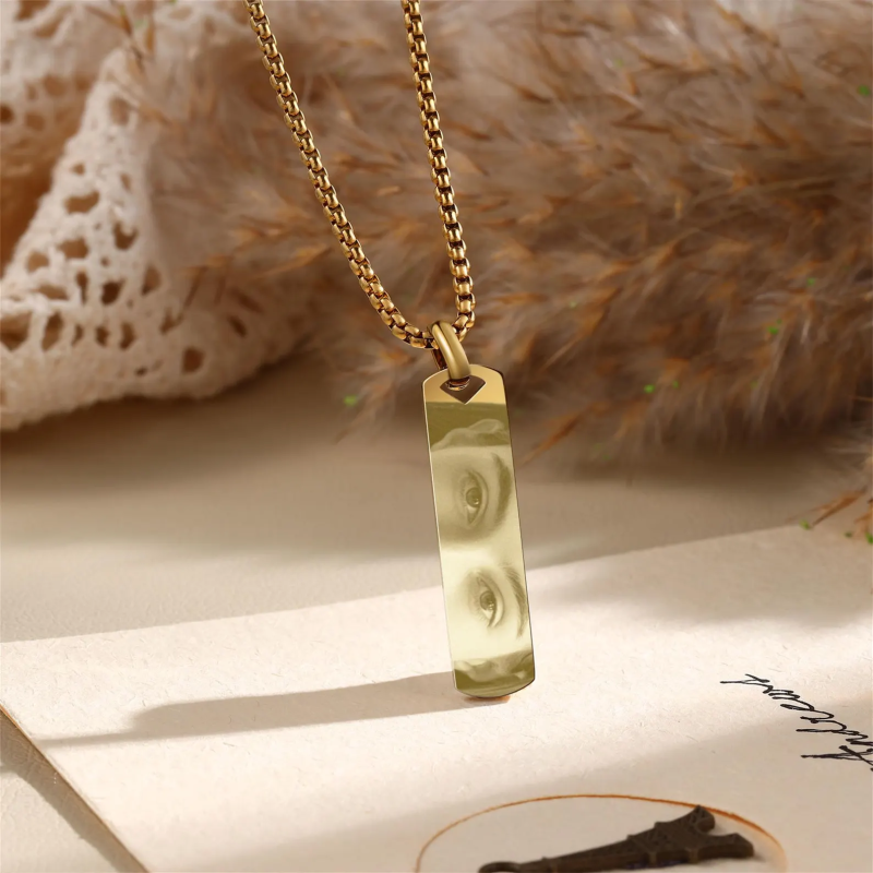 Custom Eye Photo Stainless Steel Long pendant necklace - 图片 3