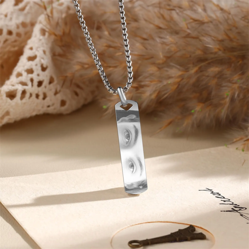 Custom Eye Photo Stainless Steel Long pendant necklace - 图片 2