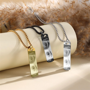 Custom Eye Photo Stainless Steel Long pendant necklace