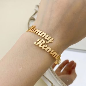 Custom Double Layer Name Stainless Steel Bangle
